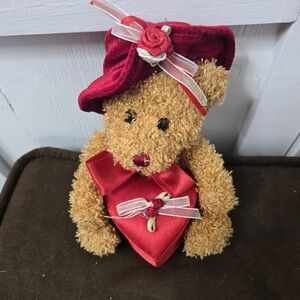 Dan Dee Collectors Choice 8" Teddy Bear with Heart Shaped Gift Box and Hat